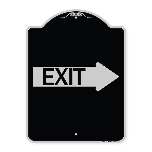 Exit With Right Arrow Heavy-Gauge Aluminum Architectural Sign, 24" H, 18" L, BS-1824-24606